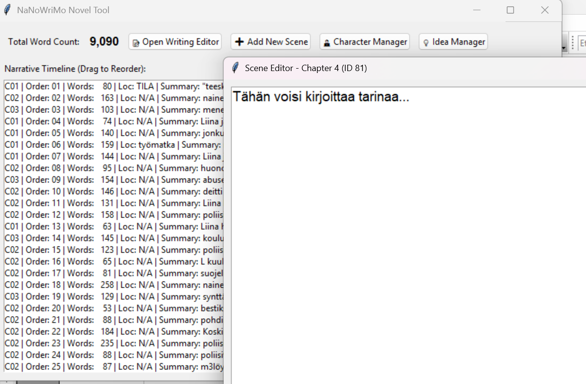 A visual of NaNoWriMo writing tool