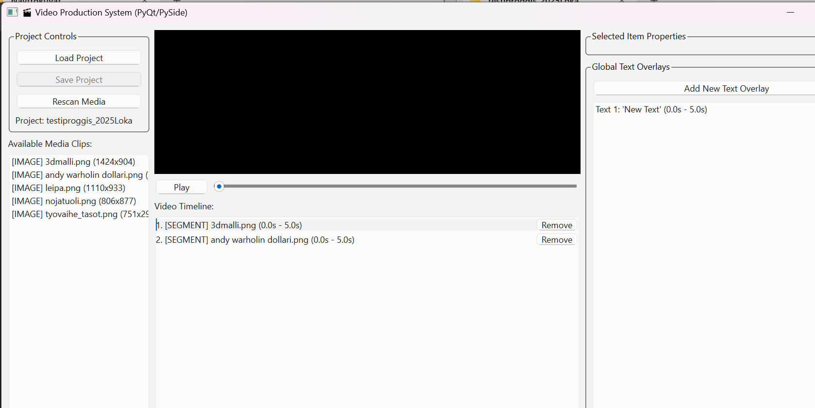 A visual of video editor project